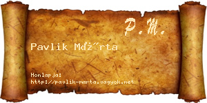 Pavlik Márta névjegykártya